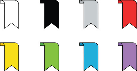 Colorful ribbon tags set modern design elements