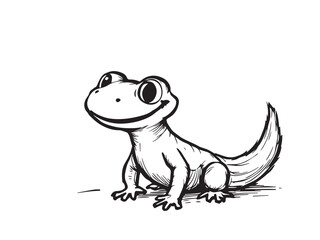 Newt line art illustration