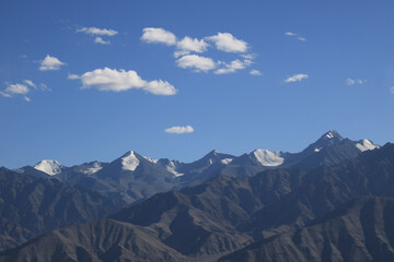 Peaks of the Zanskar Range seen from Shanti Stupa, Leh, India.
