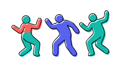 Dancing figures in vibrant colors silhouettes people