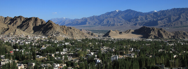 View of Leh from Shanti Stupa, India.