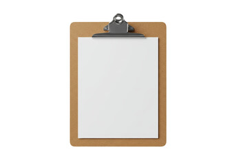 Isolated clipboard with blank paper ready for text and mockups for marketing material
