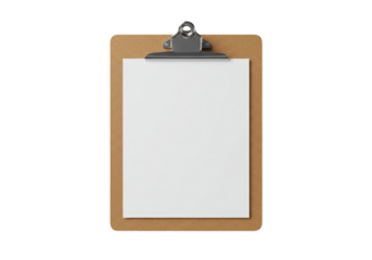 Isolated clipboard with blank paper ready for text and mockups for marketing material