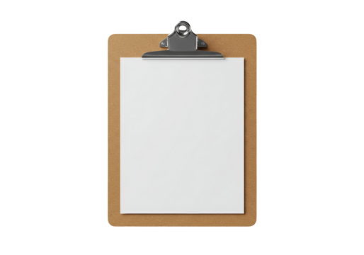 Isolated clipboard with blank paper ready for text and mockups for marketing material