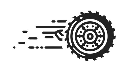 Dirt Bike Wheel with Mud Tread and Motion Lines tire