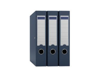 Isolated Office Filing Binders Standing Upright in a Row for Work Organization, Business