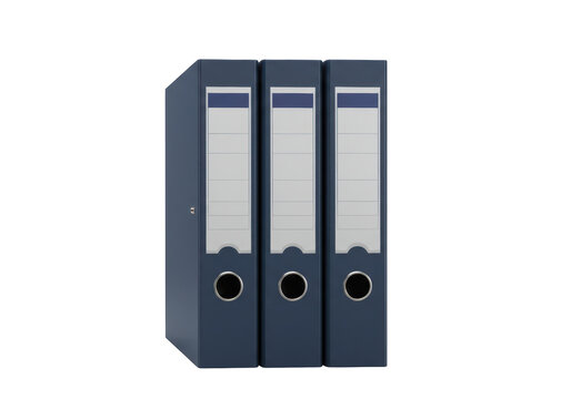 Isolated Office Filing Binders Standing Upright in a Row for Work Organization, Business
