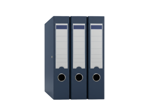 Isolated Office Filing Binders Standing Upright in a Row for Work Organization, Business