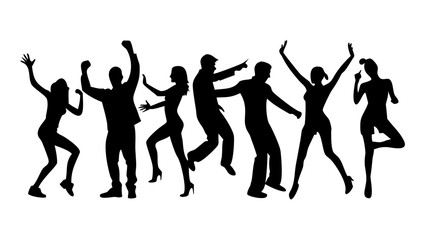 Energetic male dancers in motion dancing silhouettes