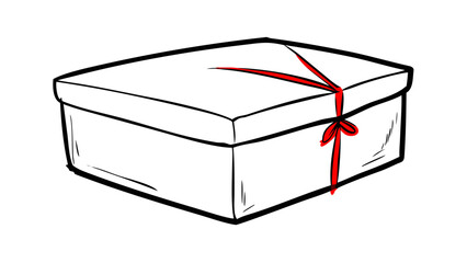 Gift box with red ribbon bow present wrapped