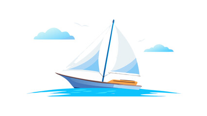 Graceful sailboat sailing on blue water ocean