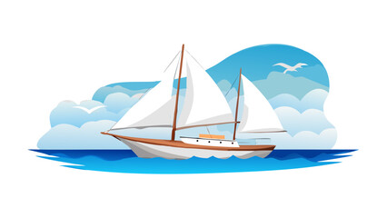 Graceful sailboat sailing on blue water ocean