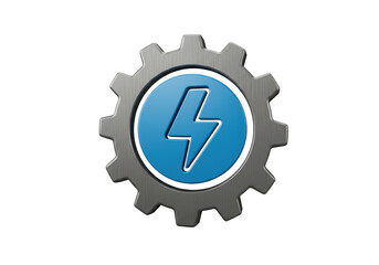 Isolated Lightning bolt icon in gear, electric power sign, electricity, technology
