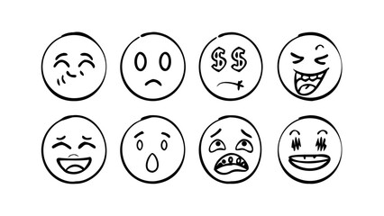 Hand Drawn Emoji Faces Collection icons