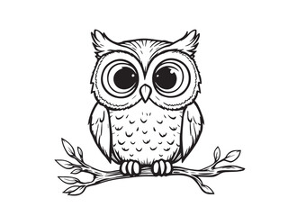 Owl Line Art Illustration