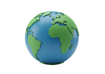 Fototapeta premium Isolated Earth globe showing continents and ocean, world map illustration, green, blue