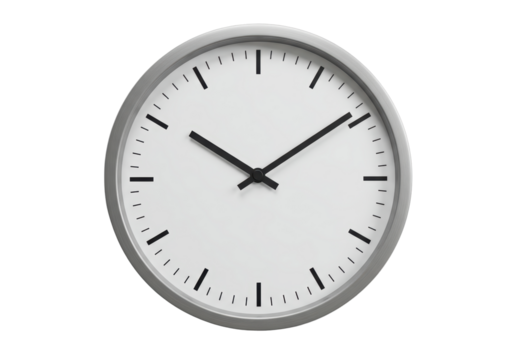 Isolated timepiece indicating ten minutes to two, perfect for deadline themes in design