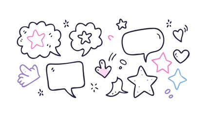 Playful speech bubbles and stars heart hand
