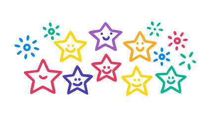 Obraz premium Playful stars with happy faces and colorful bursts