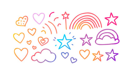 Rainbow and heart doodles hearts stars