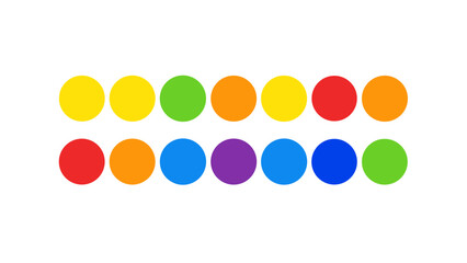 Rainbow colored circles neatly arranged colors yellow