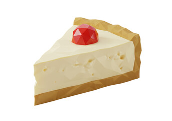 Isolated Piece of Cherry Cheesecake dessert, a delicious slice of creamy fruit topping cake