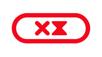 Red X and Hourglass Symbol close