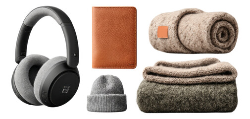 Cozy Winter Essentials with Headphones, Blanket, and Accessories