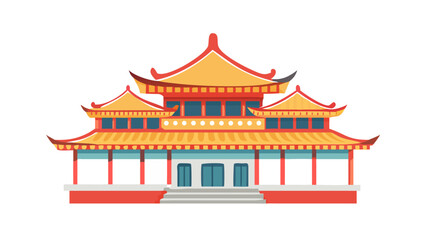 Stylized ancient chinese temple architecture traditional