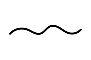 Black hand-drawn wavy line for underline, doodle highlight, divider, poster decoration, and creative graphic design element