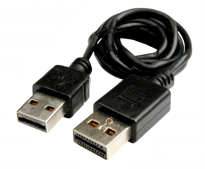 A black usb cable with connectors isolated on transparent background