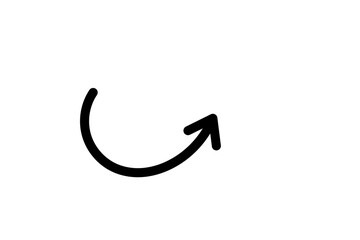Curved black arrow symbol for direction, navigation, growth, refresh icon, and infographic design element