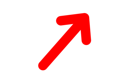 Red upward arrow icon symbol for growth, progress, increase, success, and business presentation design