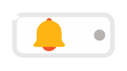 Yellow bell notification on white background alert
