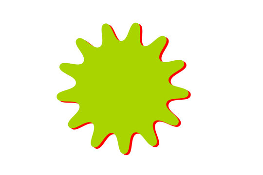 Green starburst splash shape with red outline for sticker, sale badge, discount label, and decorative design element