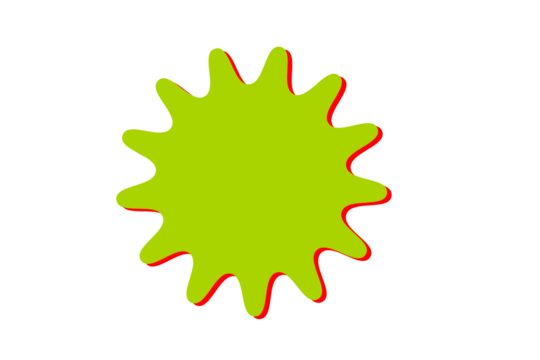 Green starburst splash shape with red outline for sticker, sale badge, discount label, and decorative design element