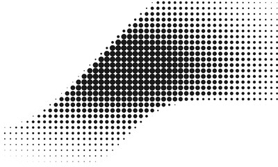 Black halftone gradient dots abstract texture for retro pop art, modern background, comic style overlay, and graphic decoration