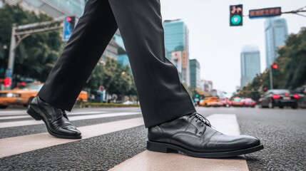 Business man crossing the downtown