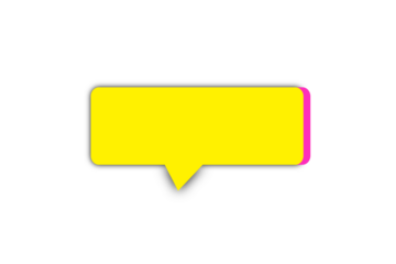Yellow speech bubble with pink shadow accent for chat icon, message box, digital stickers, posters, scrapbook, and creative design accents