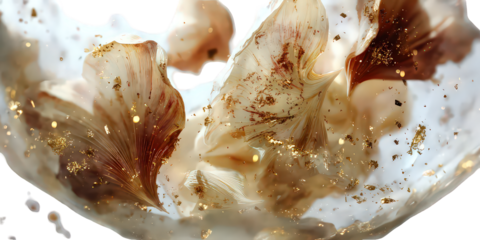 Creamy White Petals with Gold Glitter Swirl