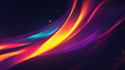 Abstract composition of colorful wavy lines, creating a sense of motion and energy against darkness.