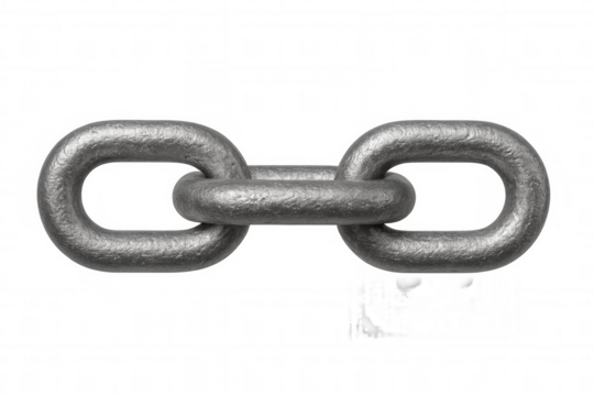 Close-up metal chain links interlocking, showing strength and security, connecting tightly against transparent background