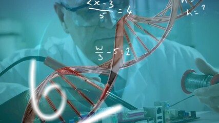 Animated DNA strand with data processing symbolizes global digital business networking. - Powered by Adobe