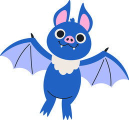 Smiling Cartoon Bat with Wings