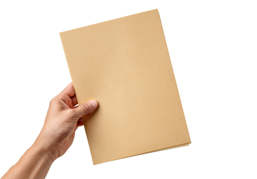 Hand holds a light beige document