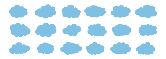 Grid of Cartoon Cloud Shapes – Cloud Icon Pack for Weather & Sky Design.