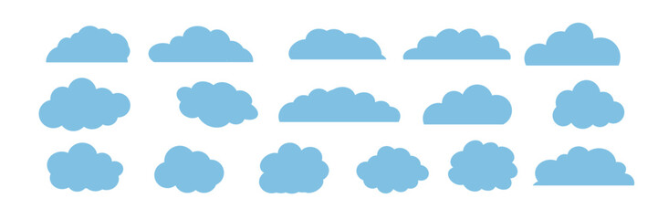 Collection of cloud illustrations. Vector set of cartoon clouds in flat design. Cloud icon set vector.
