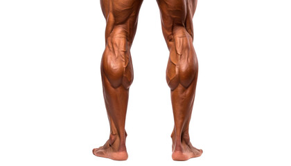 A close-up view of muscular legs, showcasing defined muscle structure and anatomy.