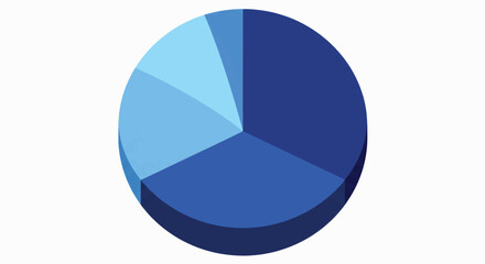 Pie chart showing percentages in shades of blue simple data visualization business report high quality professional