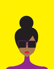 Beautiful girl's face on colorful background. Vector illustration.